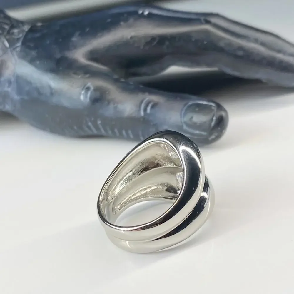 NEW Silver Mirroring Rhinestone Statement Ring